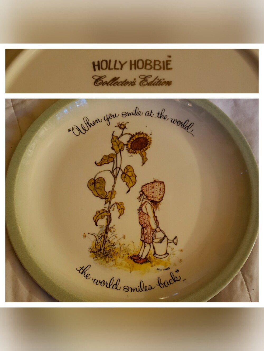 Holly Hobbie Collector's Edition Decorative Plate - Cream & Sage Green